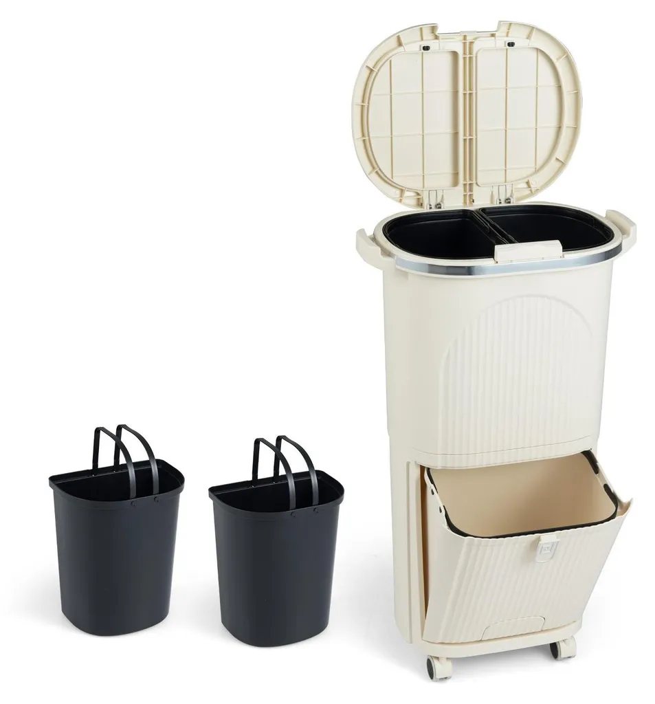 Poubelle tri sélectif double compartiment 26L pour cuisine avec pédale