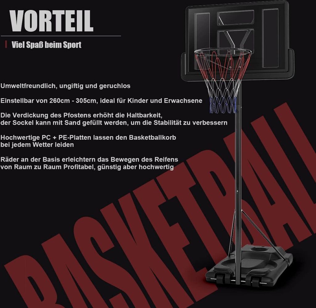 GOPLUS Basketballständer, Korbanlage 260-305 cm Produktbild 3