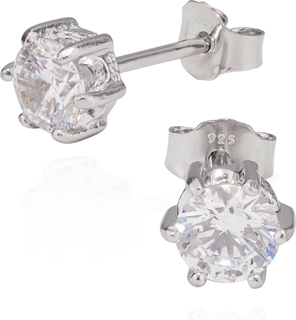 Paar 925 Sterling Silber Rhodiniert Ohrstecker Weiß Produktbild 