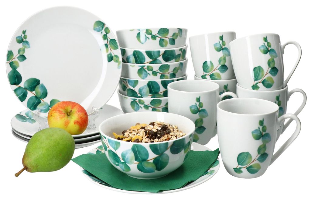 Eukalyptus 18dílná snídaňová sada porcelán 6 osob talíř Obrázek produktu 