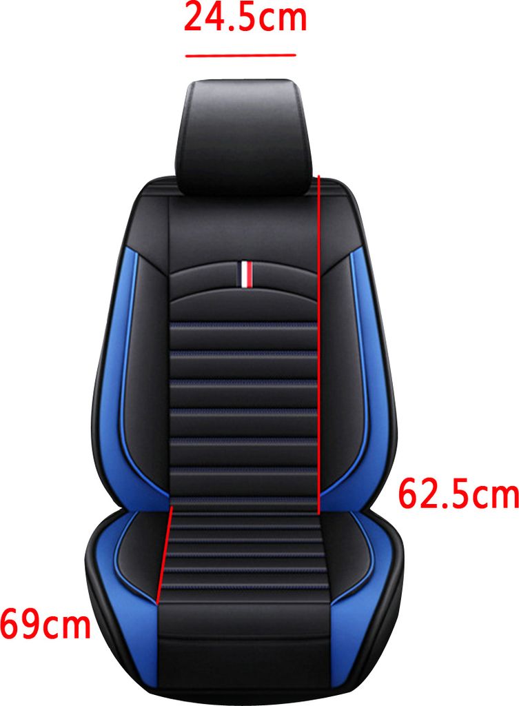 A car seat cover with measurements shown.