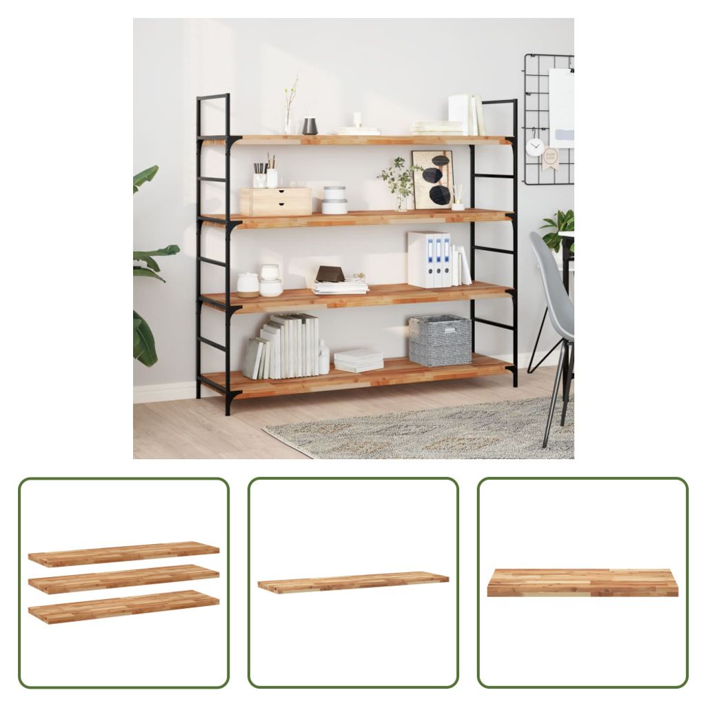 The Living Store Schweberegale 3 Stk. 140x40x4 cm Massivholz Akazie Ölbehandelt