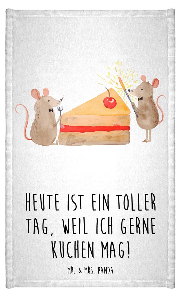 Mr. & Mrs. Panda Handtuch Mäuse Kuchen - Weiß - Geschenk, Happy Birthday, Geburtstag, Party, Gästetuch, Kuchenliebe, badezimmer, Baumwollhandtuc...
