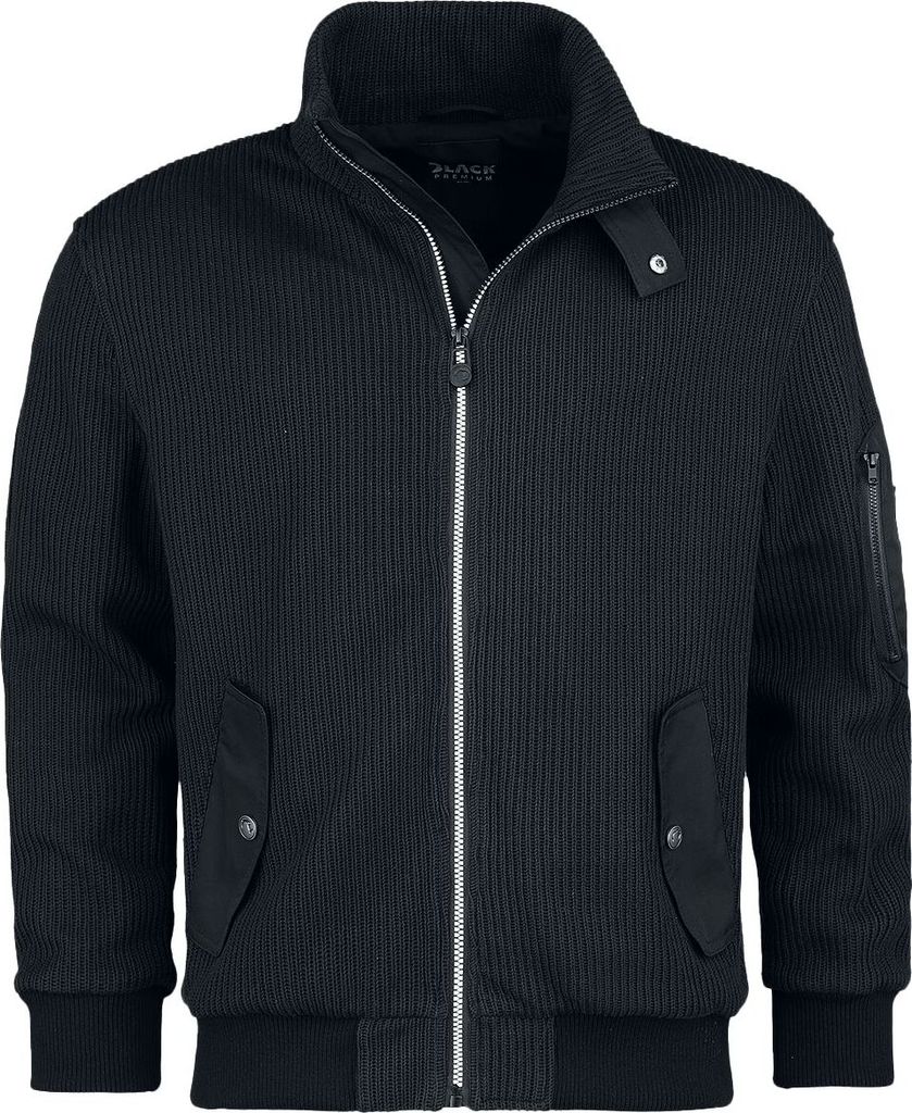Black Premium by EMP Herren schwarze Übergangsjacke in Strickoptik S