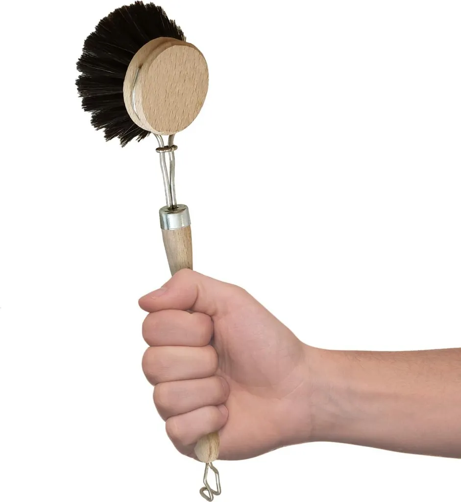 Brosse à vaisselle en bois et fibres naturelles pour cuisine lot de 3