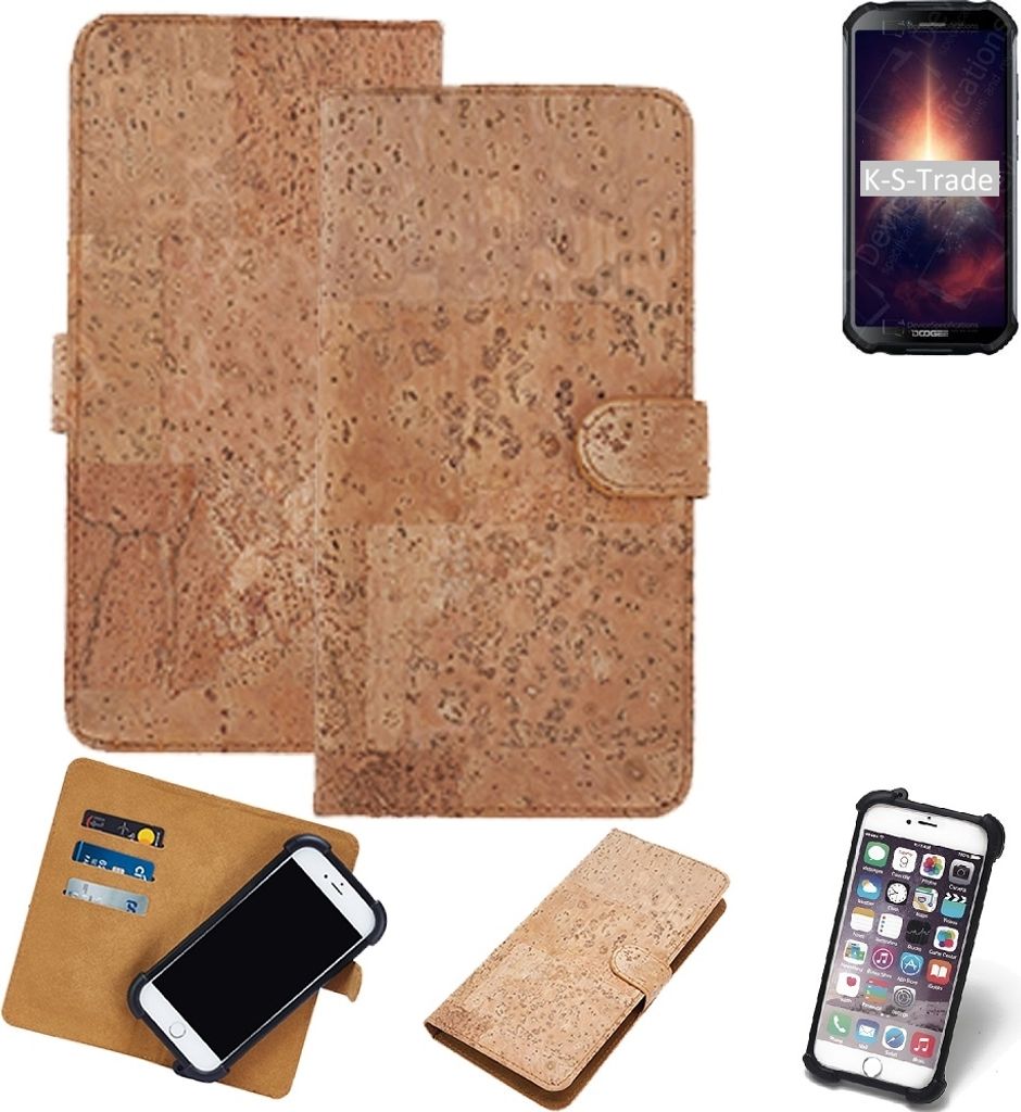 K-S-Trade Hülle kompatibel mit Doogee S40 Pro Kork Handyhülle Cover Schutzhülle TPU Case Bumper in Hellbraun, (1x)