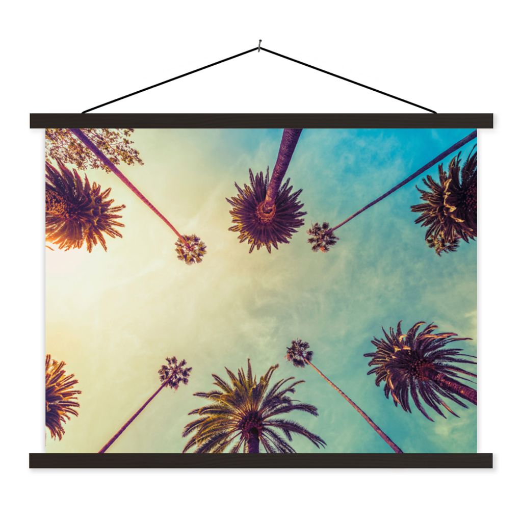 MuchoWow Textilposter Palme - Himmel - Bäume - Sommer - Tropisch 150x113 cm mit schwarzem Rahmen - Wohnzimmer