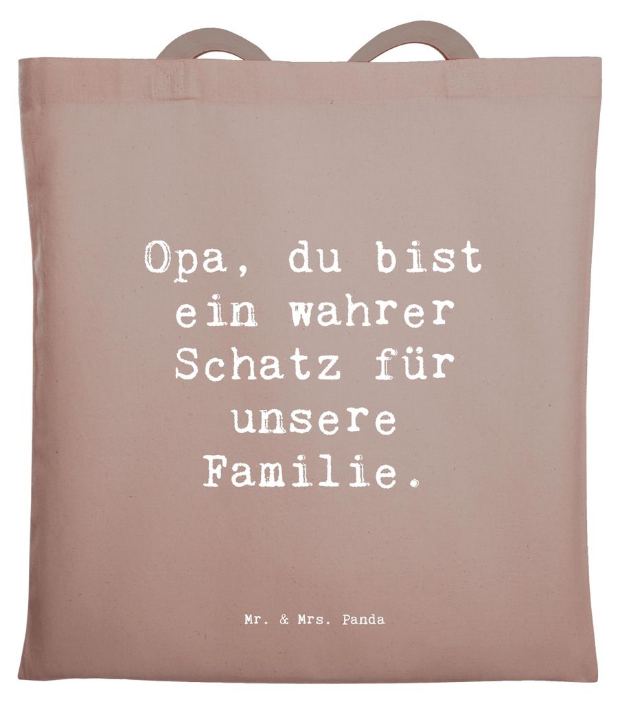 Mr. & Mrs. Panda Uni Tasche Spruch Opa Schatz - Braun Pastell - Geschenk, Dankeschön, wertvoll, besondere Momente, Schultasche, Shopping, Tote Bag...