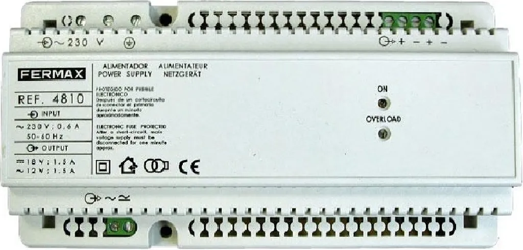 Alimentation Rail DIN FERMAX 4810 pour interphone et portier vidéo