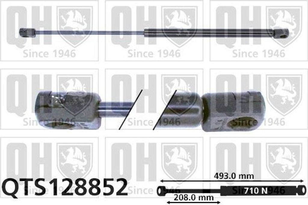 QUINTON HAZELL QTS128852 Gasfeder Heckklappendämpfer für SAAB 9000 Schrägheck 493mm