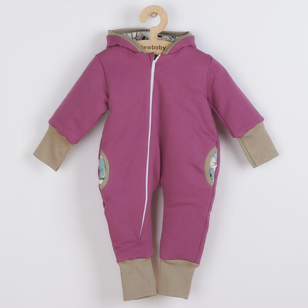 Neu Baby Spring lila-rosa Latzhose mit Kapuze, Gr. 62 (3-6m)