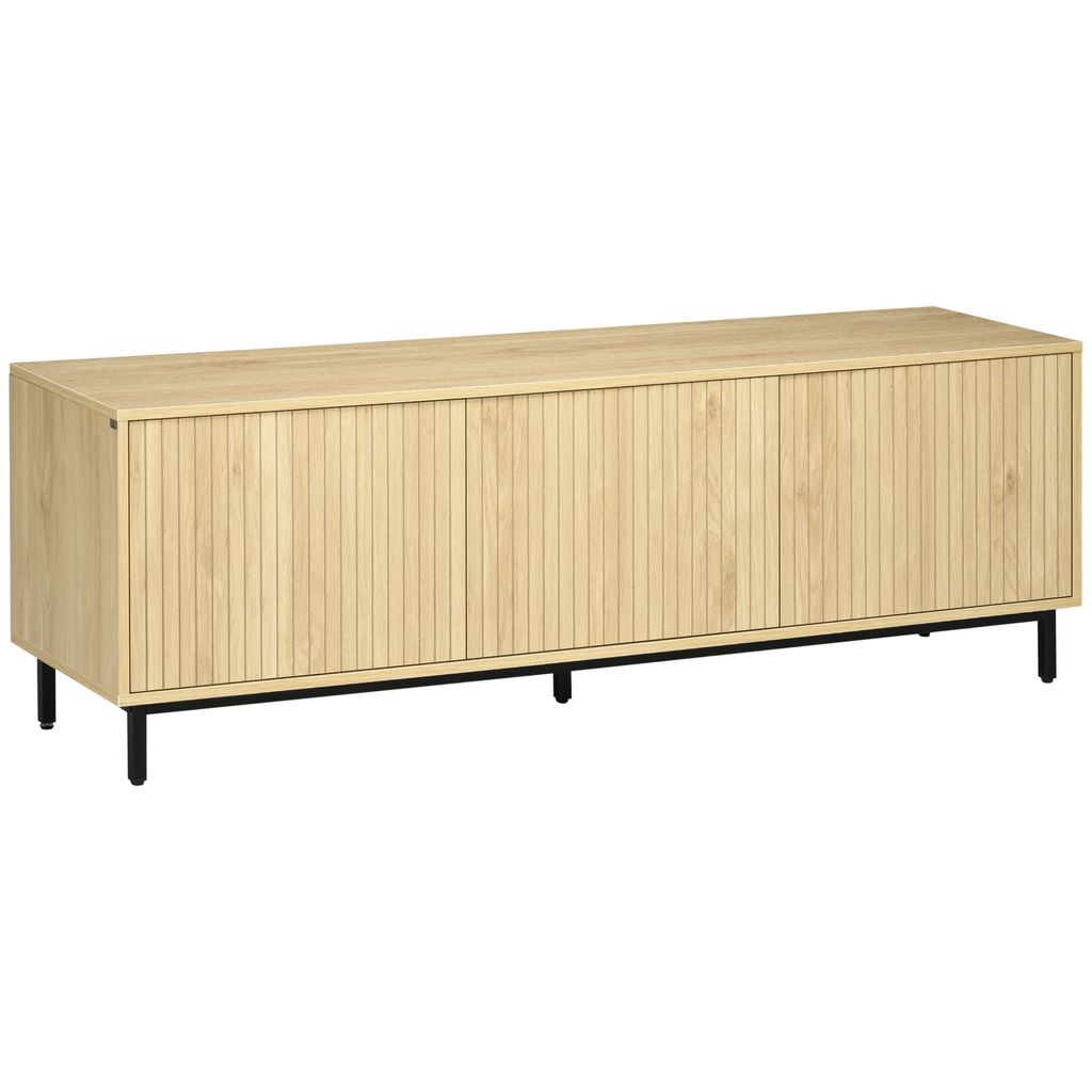 HOMCOM TV-Schrank, Fernsehschrank mit 3 Schrankfächern, Fernsehtisch mit Kabelöffnung, TV Lowboard für Fernseher bis zu 65 Zoll, für Wohnzimmer...
