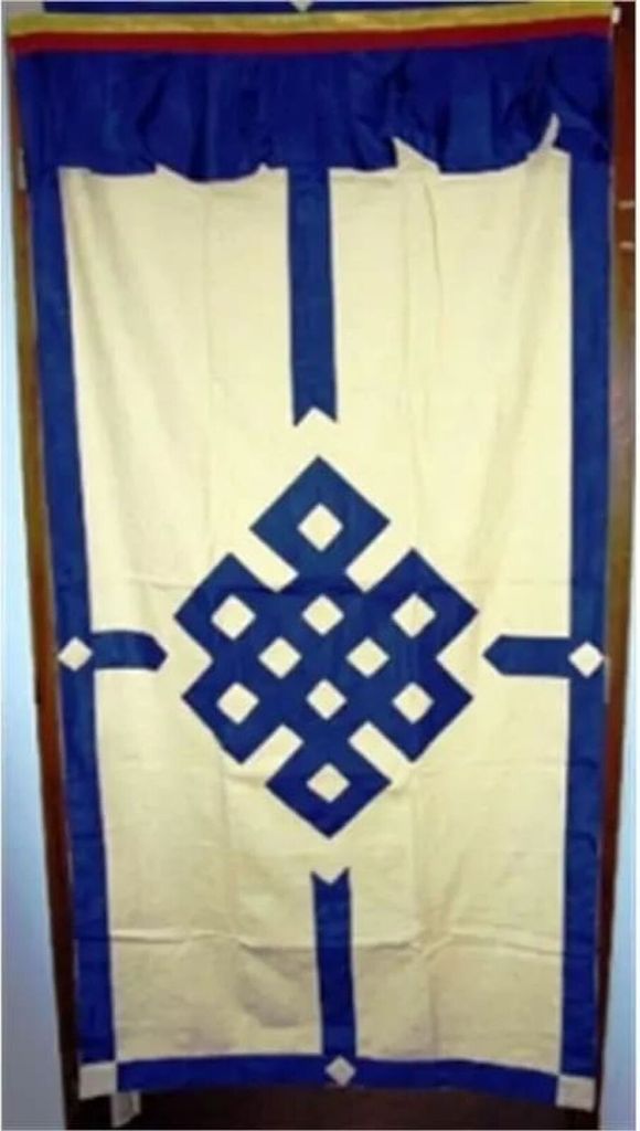 Tibetischer Türvorhang blau/creme -- 178x85 cm
