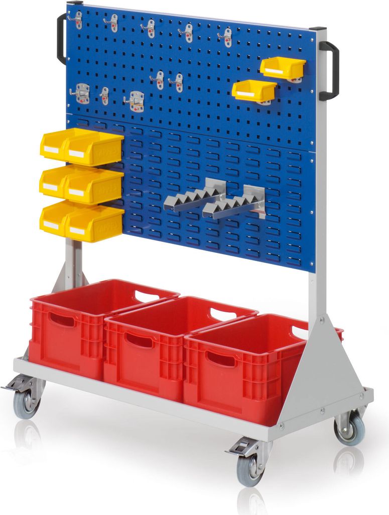 Kappes RasterMobil mobiler Arbeitsplatzschrank Größe #3 1230x1000x500mm - 2x Lochplatte 2x Schlitzplatte - 29-teilig - enzianblau