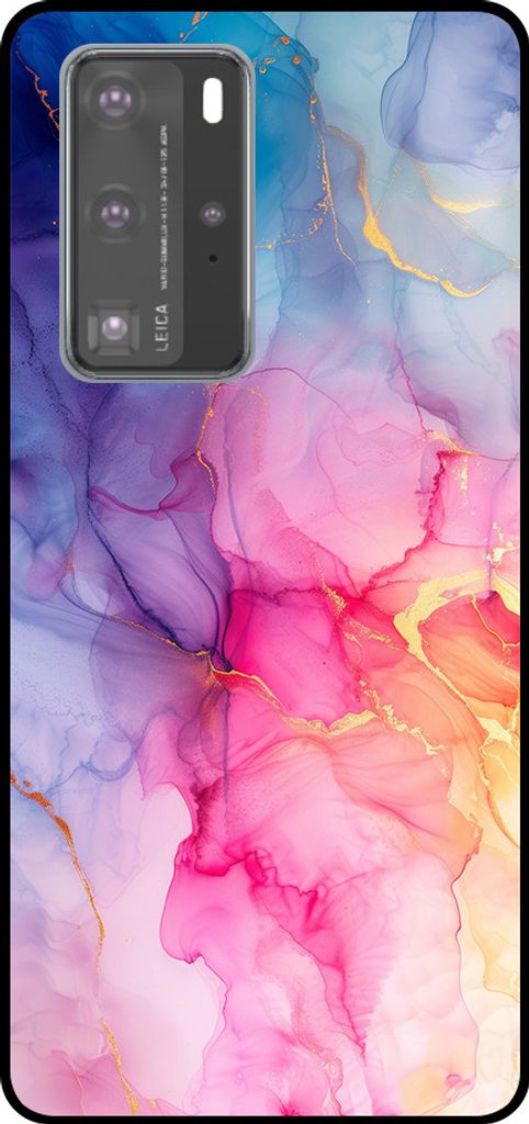 Smartphonica Telefon Fall geeignet für Huawei P40 Pro mit Marmor Druck - TPU zurück Abdeckung Fall Marmor Design - Regenbogen