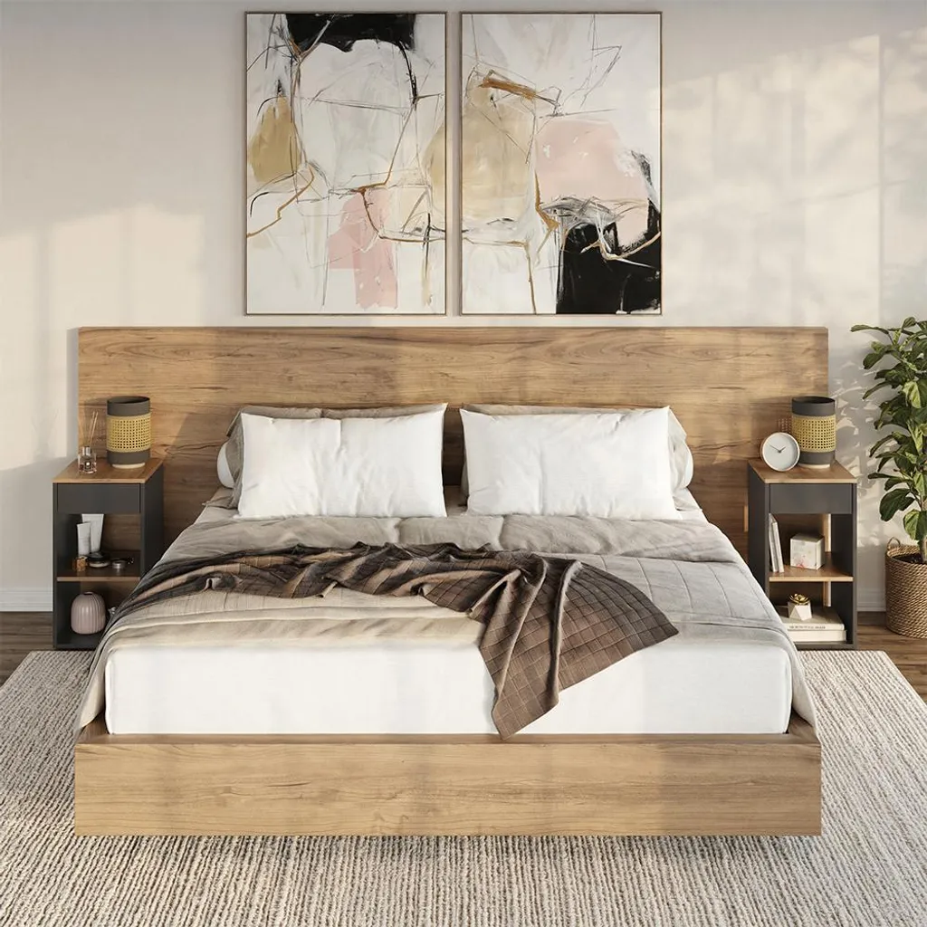 Table de nuit Vicco Dany stable et robuste Anthracite/Chêne Doré Set de 2