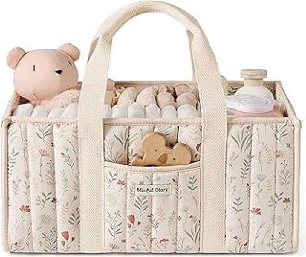 Organizzazione Fasciatoio Blissful Diary | Cestino Beige Fiori Elegante