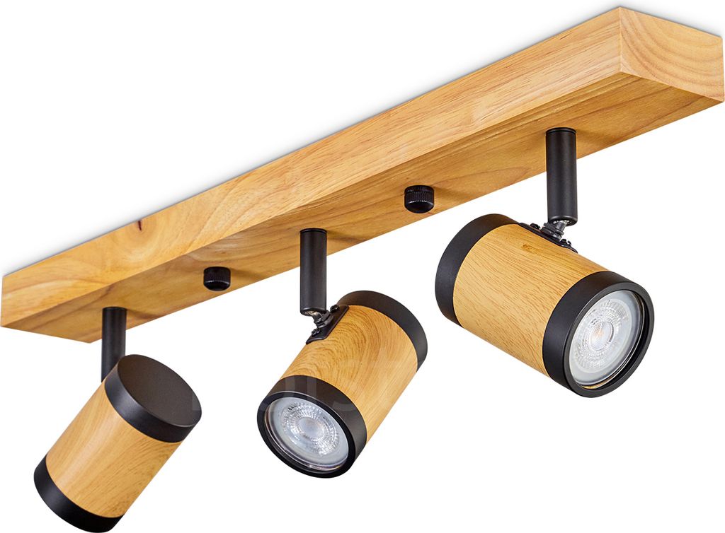 Trento moderne Deckenlampe aus Holz/Metall in Natur/Schwarz