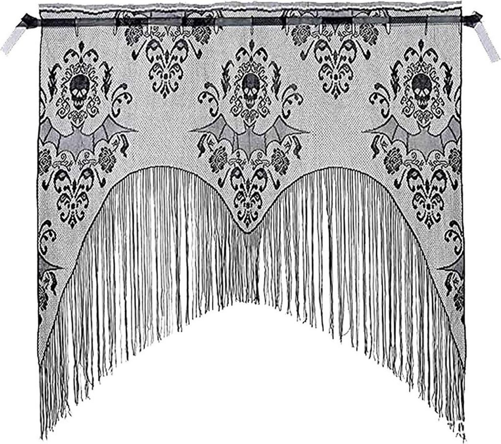 Halloween-Tischdecken-Dekoration, schwarzer Spitzen-Tischläufer, runde Spinnennetz-Tischdecke, Kaminsims, Schal, Lampenschirm, Fledermaus-Wandaufk...