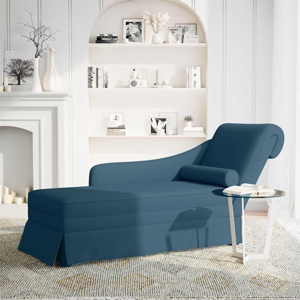 vidaXL Chaiselongue mit Nackenrolle und Rechter Armlehne Blau Samt