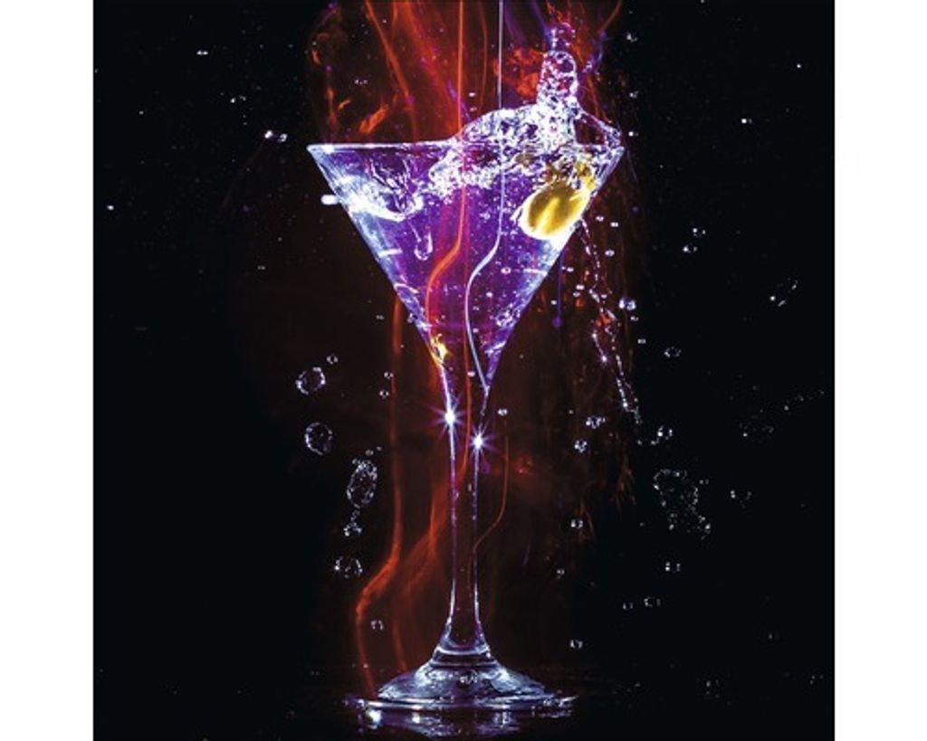 Glasbild Cocktail On Black I 50x50 cm