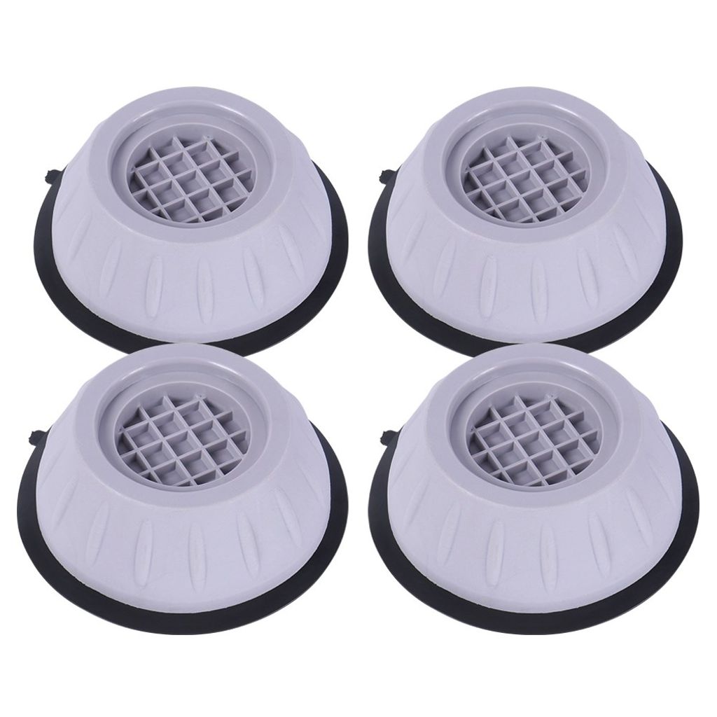 Four gray anti-vibration pads with black rubber bases are arranged in a 2x2 grid against a white background.