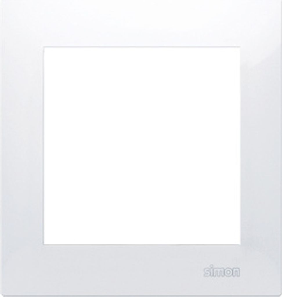 A white frame for an electrical outlet or switch.