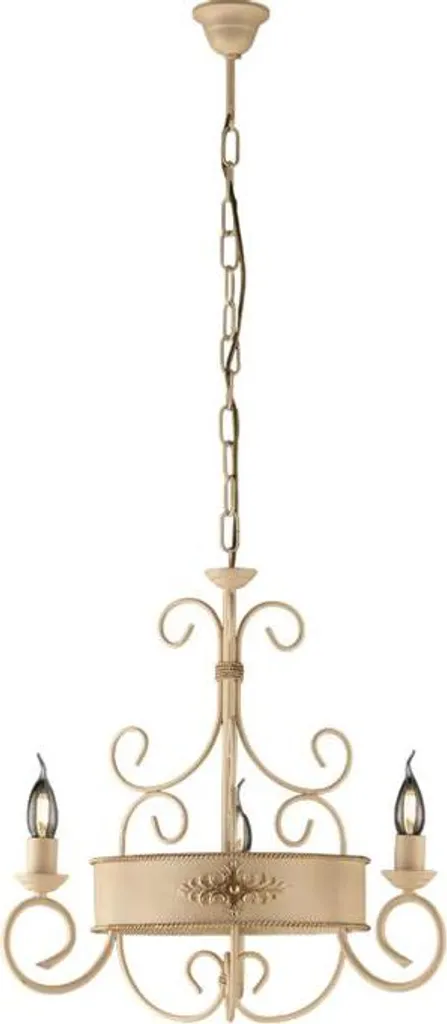 Lustre de Chambre ou Séjour Baltimore Ivoire 3 Lumières Fer Décapé d.54