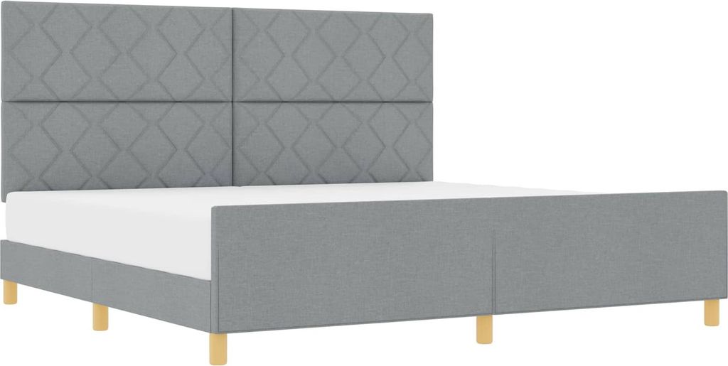 Cloris DesignMöbel Bettgestell mit Kopfteil Hellgrau 200x200cm Stoff - Klassische Betten Bettrahmen DE499293