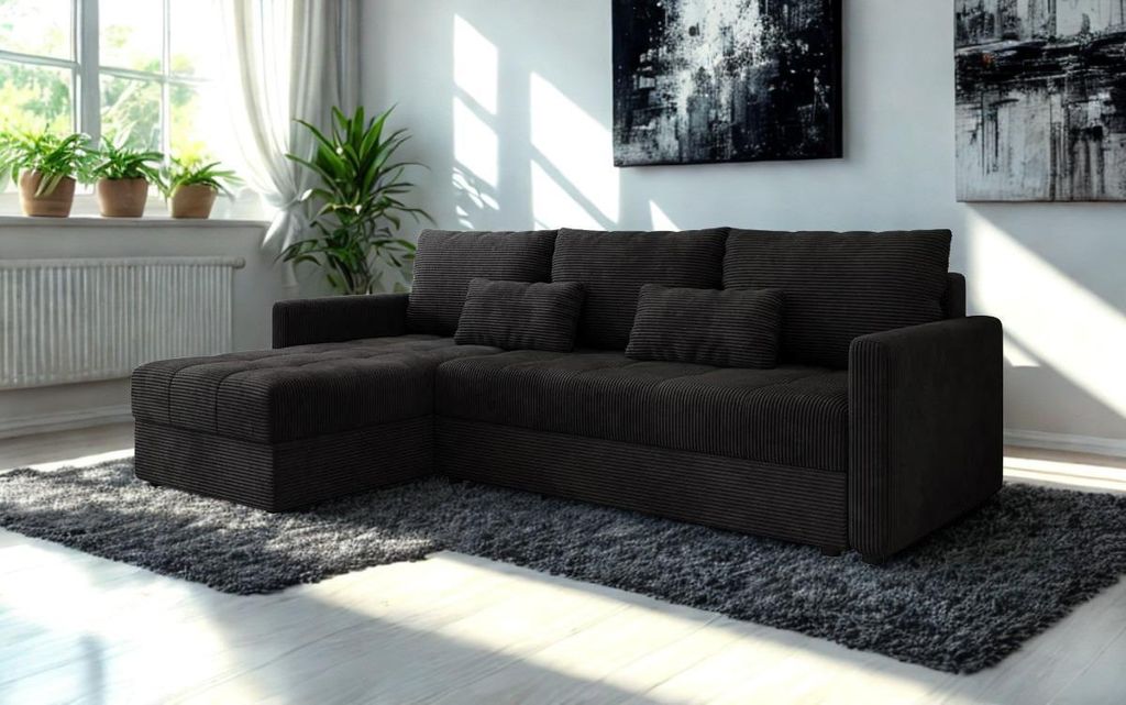FurMeb24 ECKSOFA mit Schlaffunktion und bettkasten ROMA L 226 cm × 138 cm × 85 cm Stoff ZOOM 23
