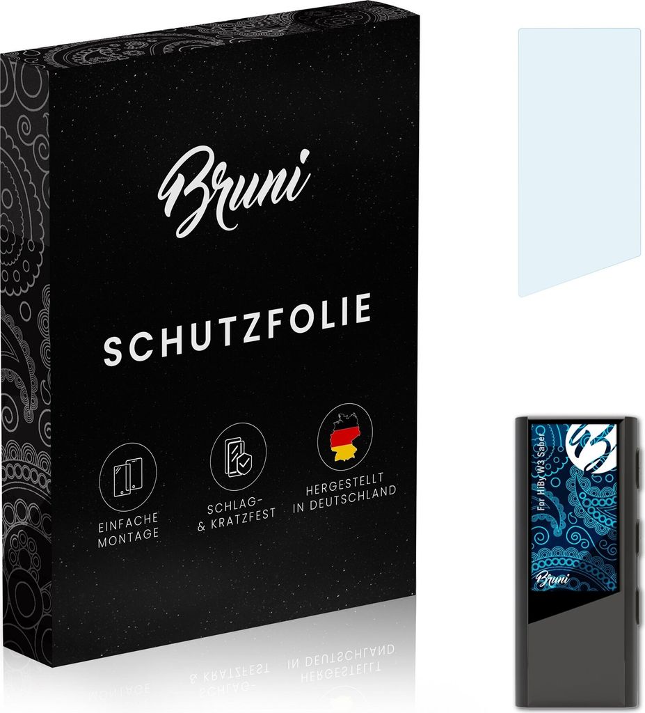 Bruni Basics-Clear 2x Schutzfolie kompatibel mit HiBy W3 Saber Folie