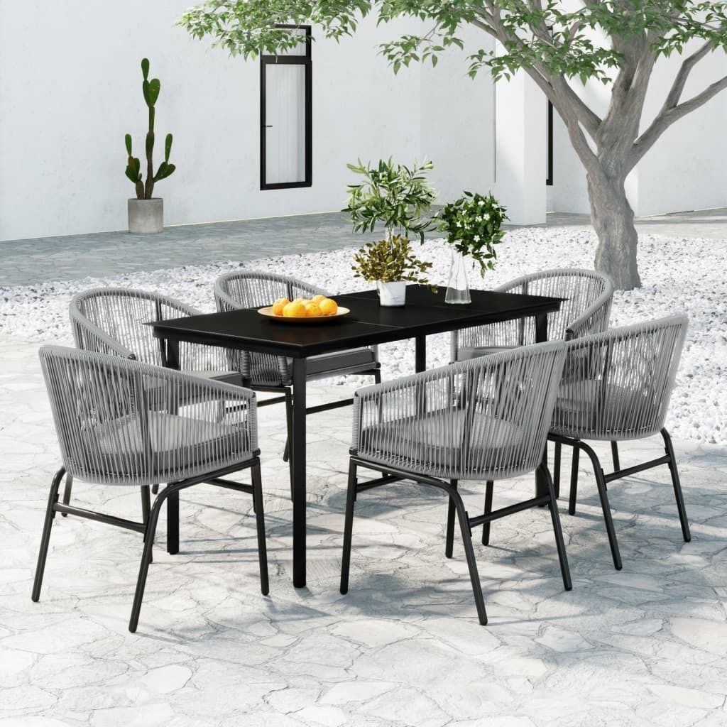 The Living Store 7-tlg. Garten-Essgruppe Grau