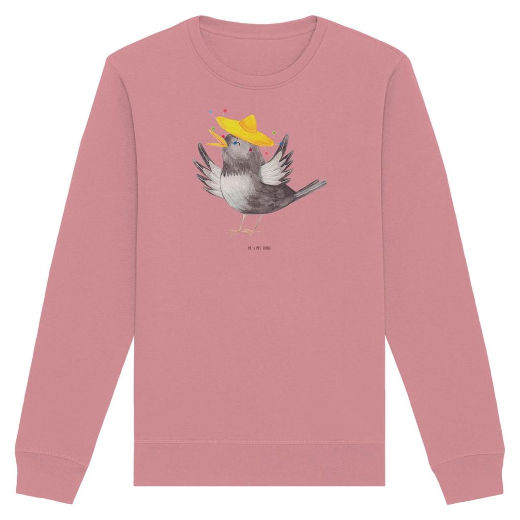 Mr. & Mrs. Panda Baumwoll Sweatshirt Rabe Sombrero Größe L - Canyon Pink - Geschenk, Pullover, Vögel, Pulli, Sweater, Lustige Sprüche, Elster, ...