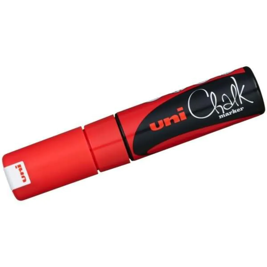 Uni Chalk PWE-8K Marqueur Rouge Pointe Biseautée 8mm Effaçable