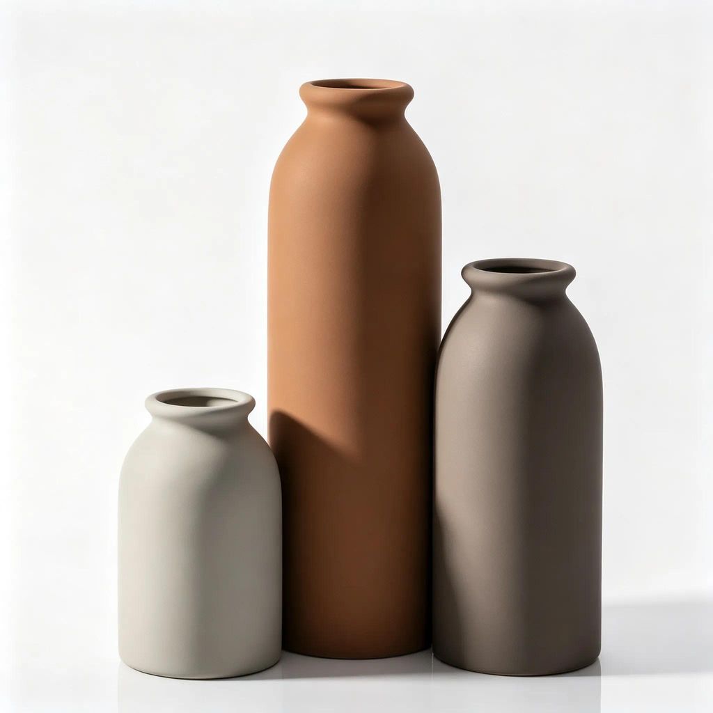 Keramik-Vasen-Set, 3-teilig, matt, warme Farben, 3 Höhen