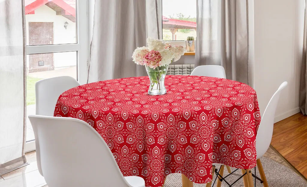 Offerta Tovaglia Natale ABAKUHAUS Rotonda 150cm Rosa Scuro