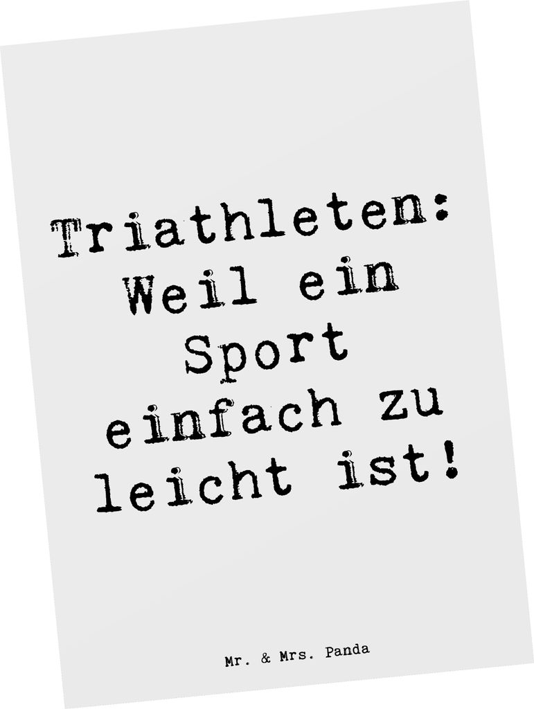 Mr. & Mrs. Panda Ansichtskarte Spruch Triathlon Helden - Weiß - Geschenk, Sportarten-Kombination, Sportler, Kunstkarten, mentales Training, Grußk...