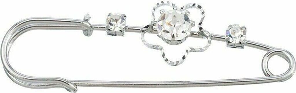 2x Broschen Anstecknadeln Verschlußnadel Hohl Blume Strass Silber 6.5x2cm