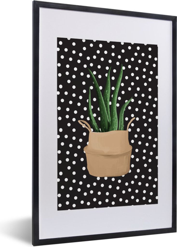 MuchoWow MuchoWow Gerahmtes Poster Pflanzen - Zimmerpflanze - Aloe Vera 40x60 cm - Poster mit zchwarzem Bilderrahmen - Poster in Rahmen