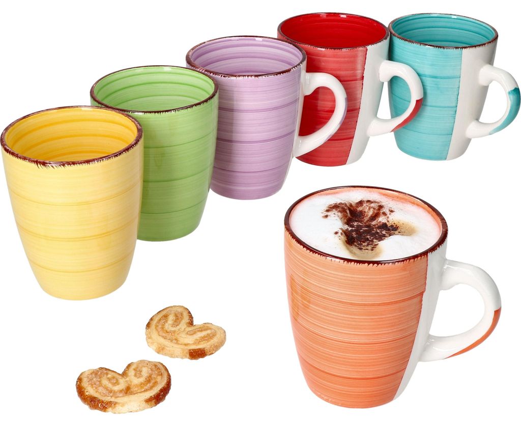6tlg Kaffeebecherset Uni bunt groß Kaffee Becher Produktbild 