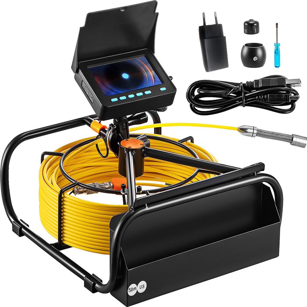 SucceBuy Kanalkamera 4,3 Zoll, 164 ft/50 m, mit Lichtern, 8500 mAh Akku, 6 einstellbare LED, 16 GB Karte, 3-fach Zoom, IP68 wasserdicht für Rohrin...