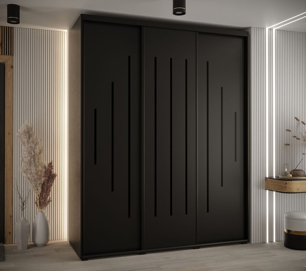 Kleiderschrank ASIRI 12 - 190/60 cm, schwarz / schwarz