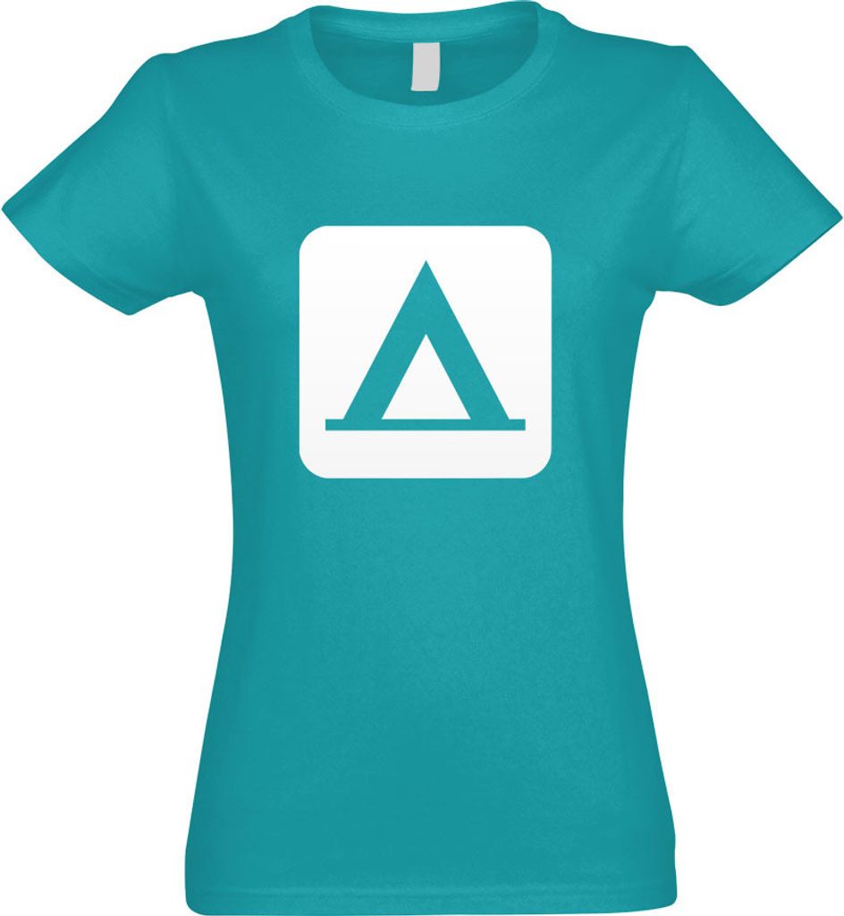 Kiwistar - T-Shirt tailliert - Damen - türkis - Zelten Camping Piktogramme - mit Motiv Bedruckt - Funshirt Design - Sport - Freizeit - Damen - XL
