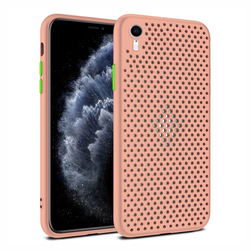 Smartphonica iPhone Xr Silikonhülle mit Löchern - Lachs