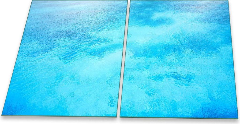 Herdabdeckplatte Glaskeramik 2-Teilig 2x40x52 Wasser Blau Abdeckung Spritzschutz Glas