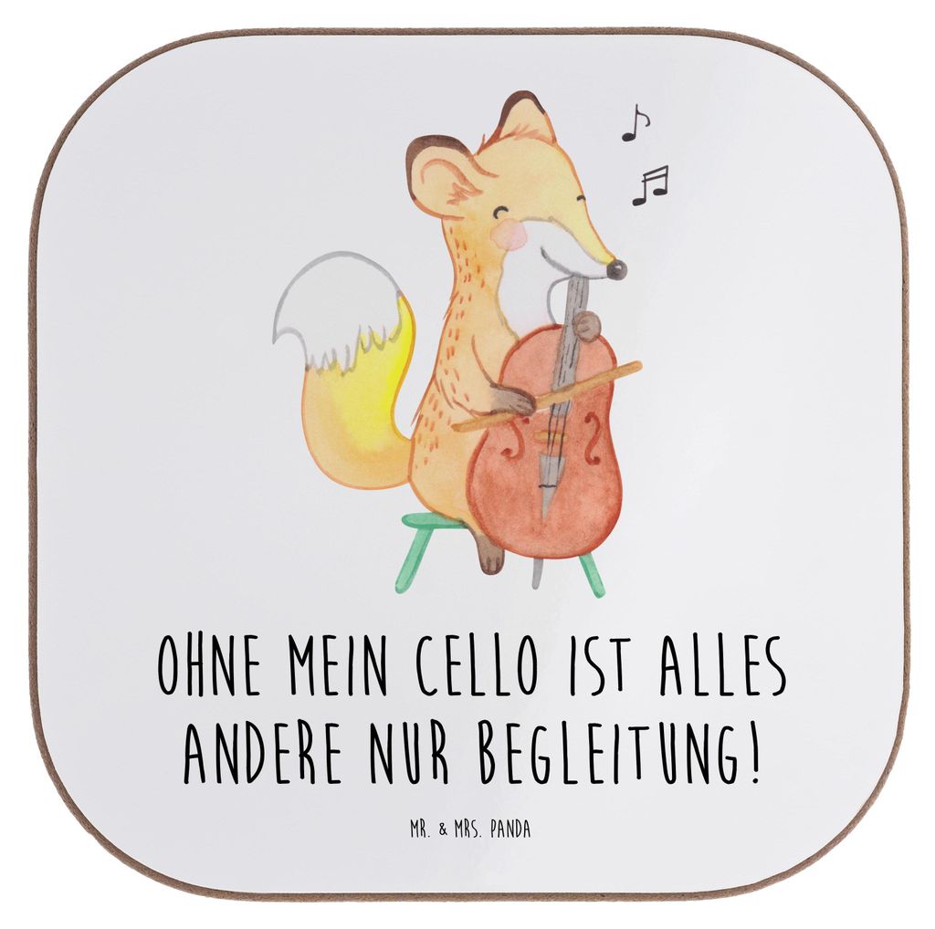 Mr. & Mrs. Panda weinflaschenuntersetzer Cello Magie - Weiß - Geschenk, Holzuntersetzer, Klassische Musik, Teeuntersetzer, Tassenuntersetzer, Coas...