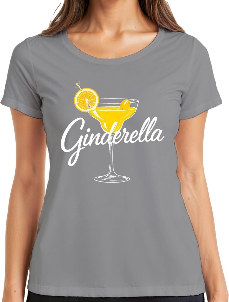 Ginderella Gin Cocktail Zitrone Olive Bar Karneval Fasching Party Damen T-Shirt, Grau, S