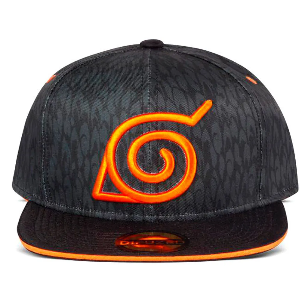 Regalo Idea: Cappellino Naruto Konoha Snapback Nero Arancio - 2