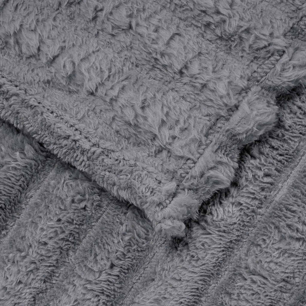 vidaXL Coperta grigio scuro 240 x 220 cm in pile - 5