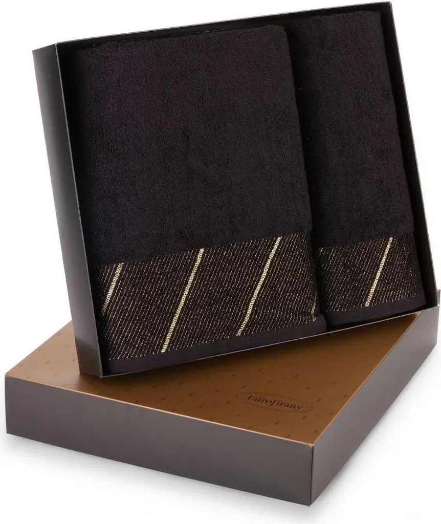 Set cadeau serviettes de toilette noires 2 pièces pour salle de bain